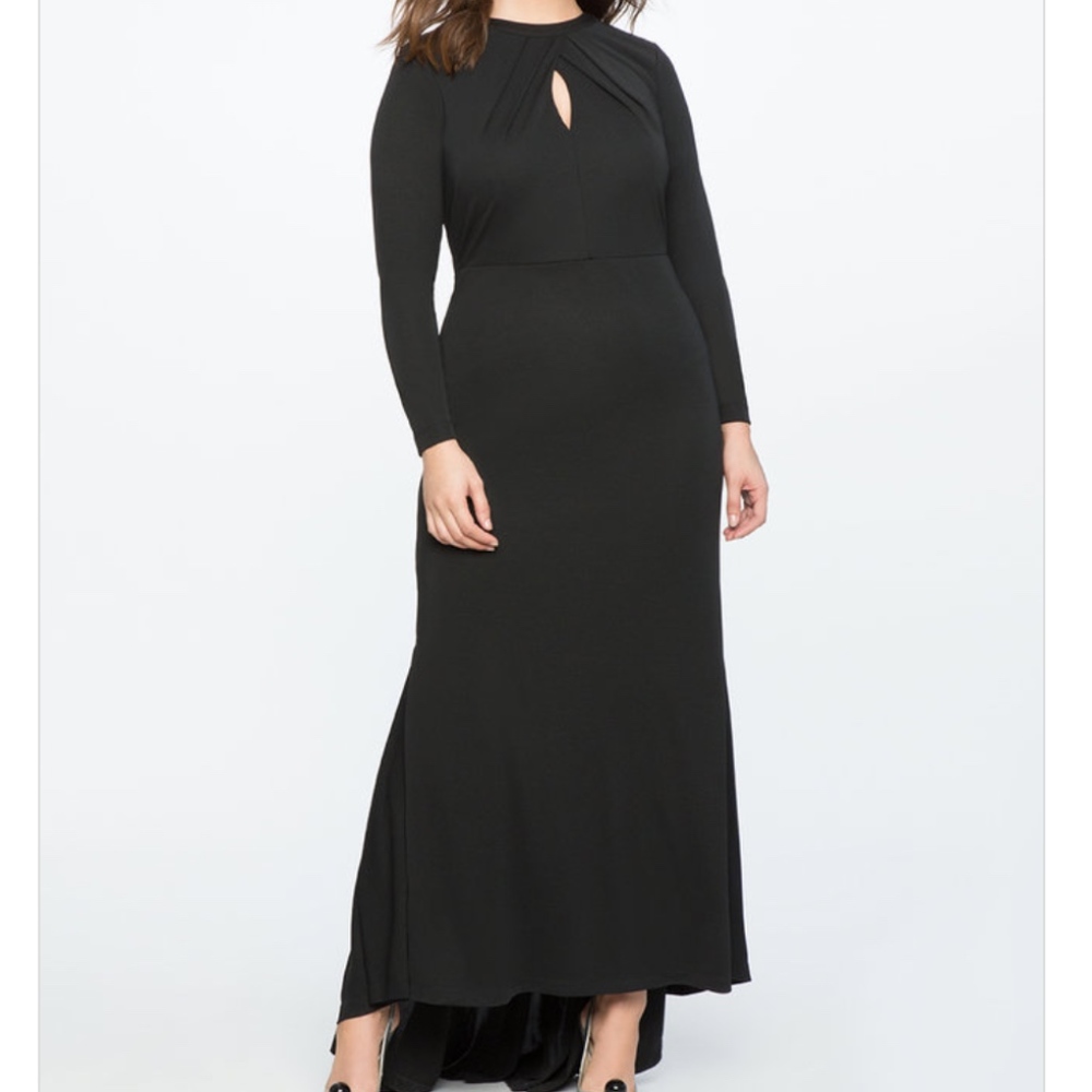Eloquii Black Keyhole Neckline Gown